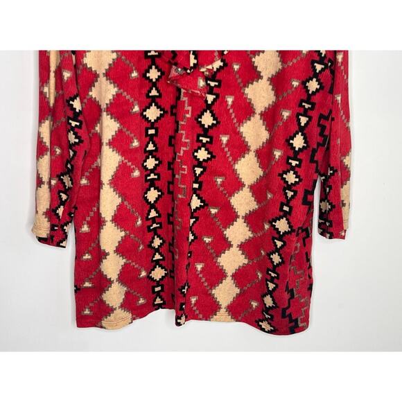 Lauren Ralph Lauren Aztec Print 3/4 Sleeve V-Neck Tunic Blouse Red Plus Size 3X - Picture 3 of 7